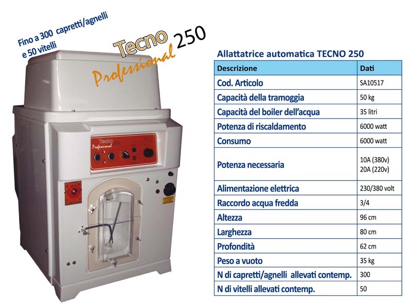 ALLATTATRICE TECNO  250-  300 OVINI/CAPR - 50 VITELLI