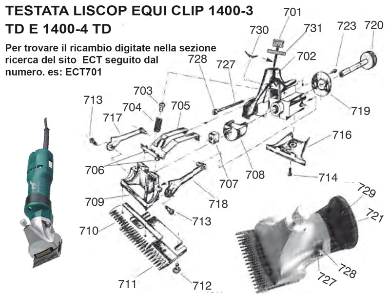 RICAMBIO LISC EQUI CL 1400-3 BOV BLOCC TES FIG. ECT702